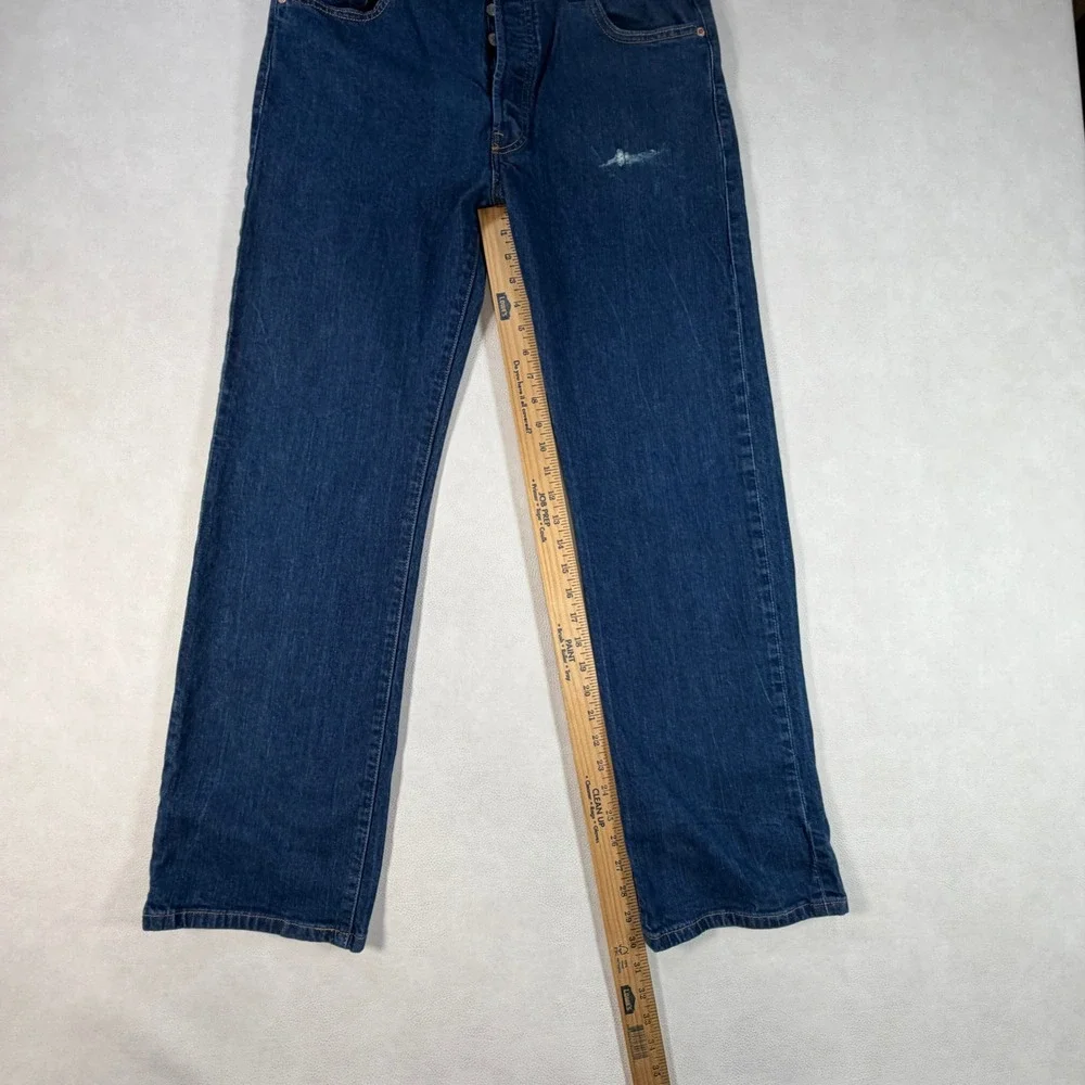 Levis‎ 501 Original Fit Mens 34x30 Dark Wash Blue Straight Leg Button Fly Jeans